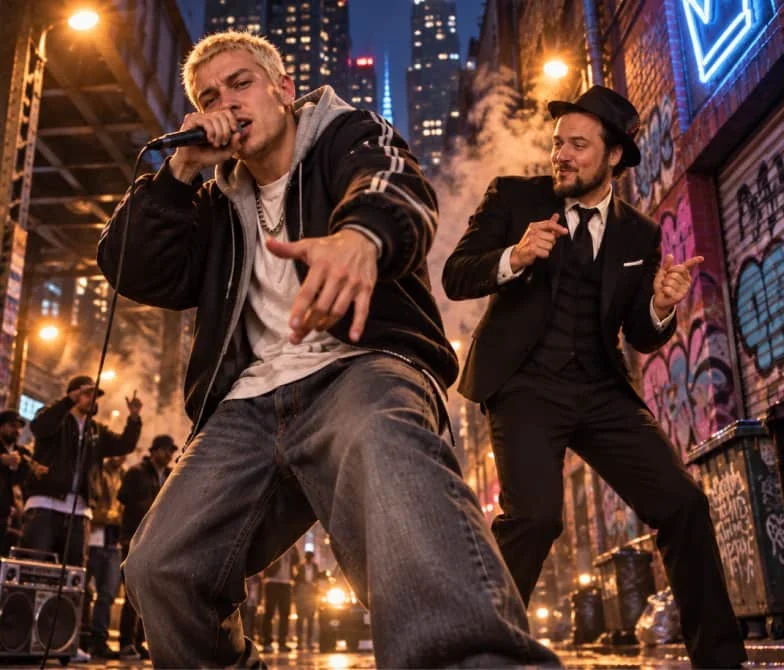 Bruce and Wheezy B performing together