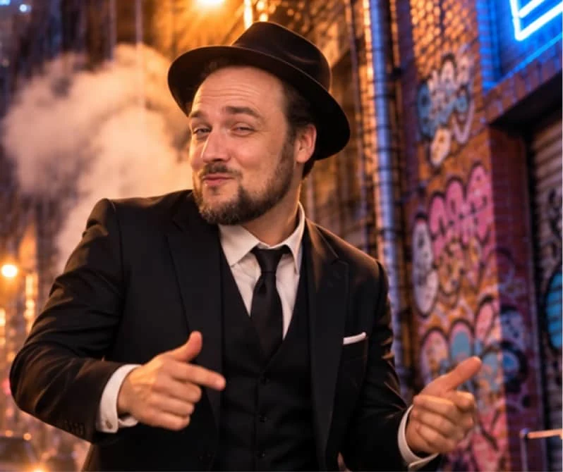 Bruce in a street performance